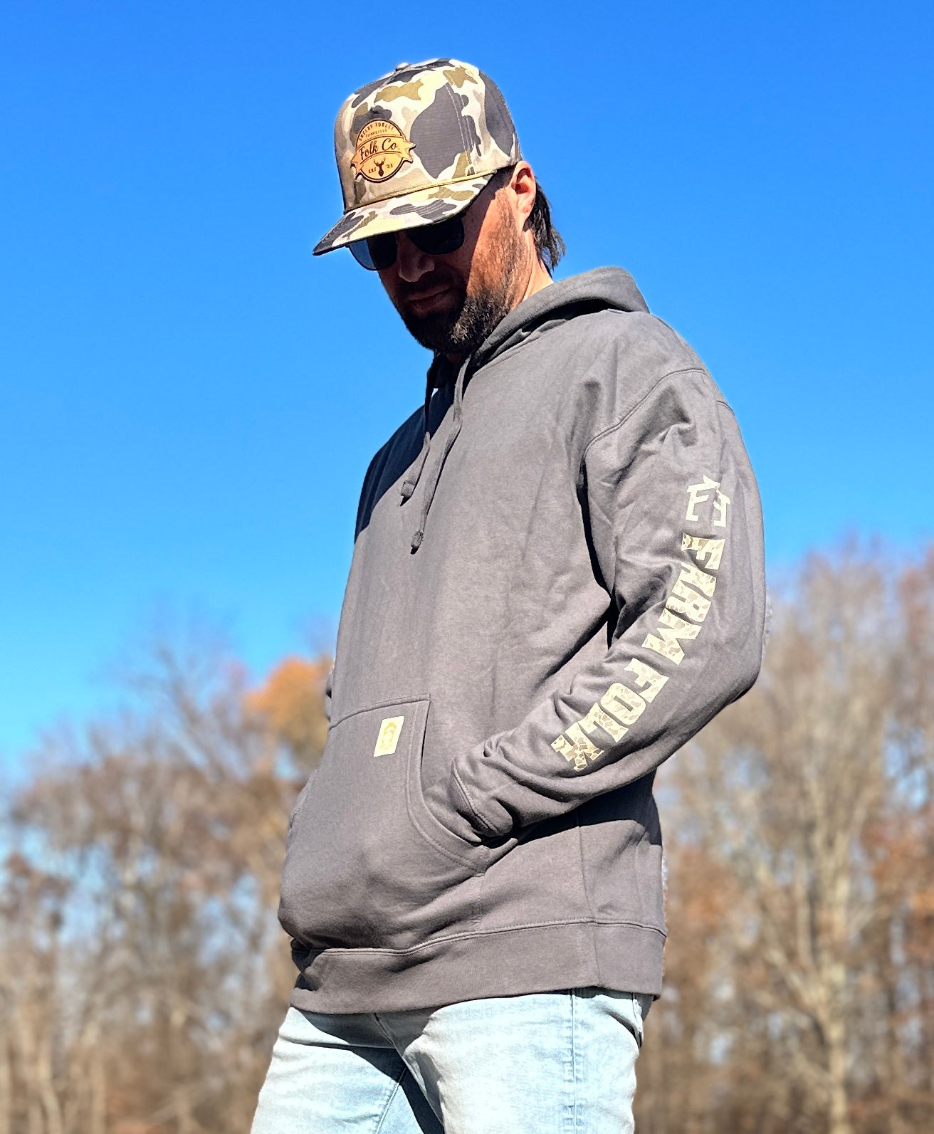 Camo Sleeve Grey Hoodie